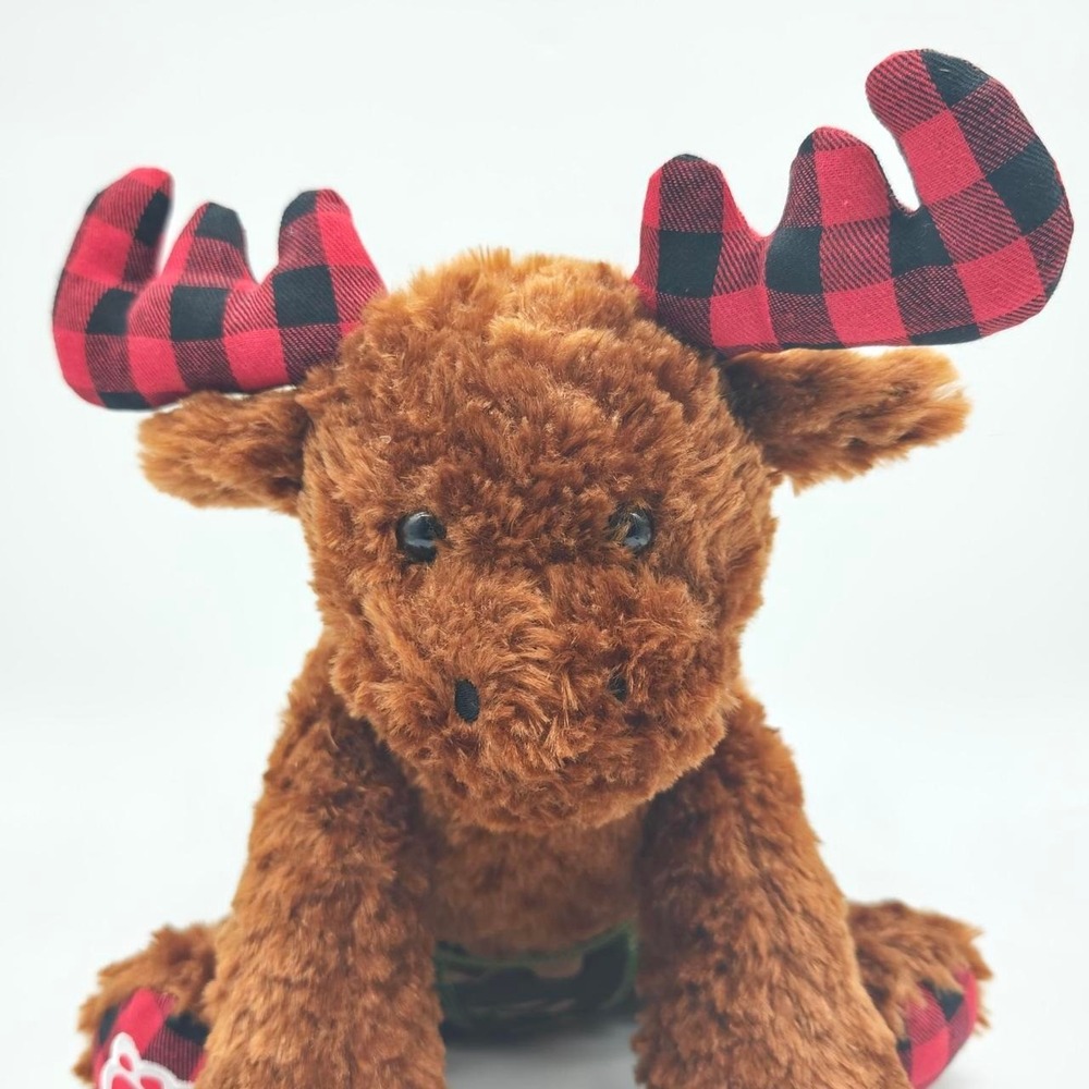 Build A Bear Merry Moose Plush Buffalo Plaid Antlers Camo Underwear Brown Animal